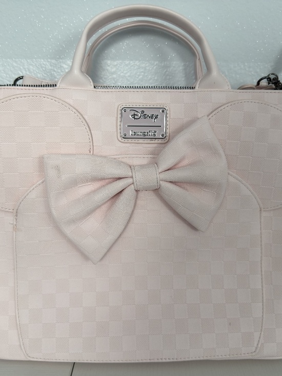 Loungefly Minnie Mouse Pink Checkered Convertible Backpack Tote Used